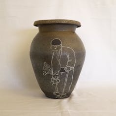 珠洲焼象嵌画壺「かぶ取り」